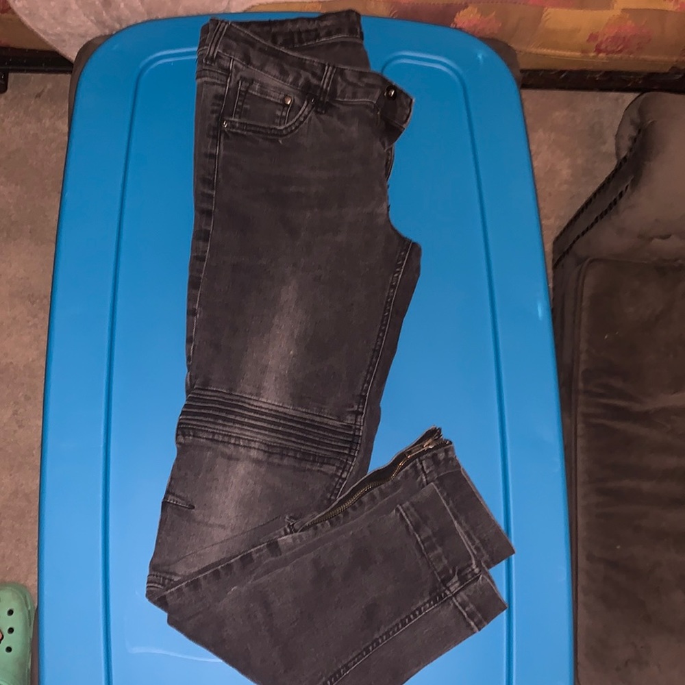 Black ribbed skinny jeans